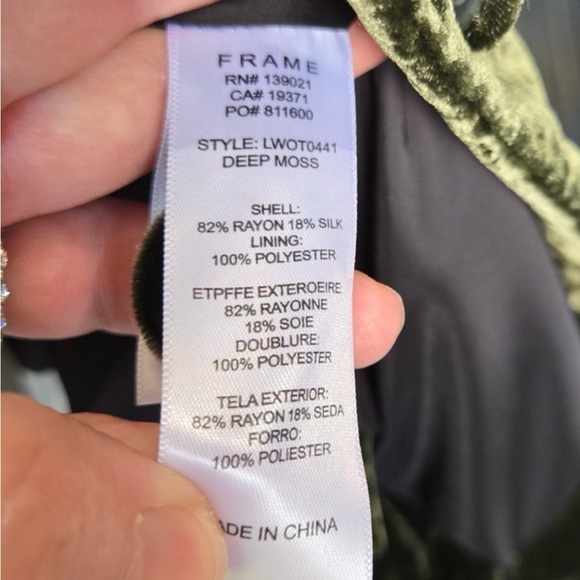 Frame Deep Moss Green Crushed Velvet Single Button Blazer Size 6 - Picture 15 of 15